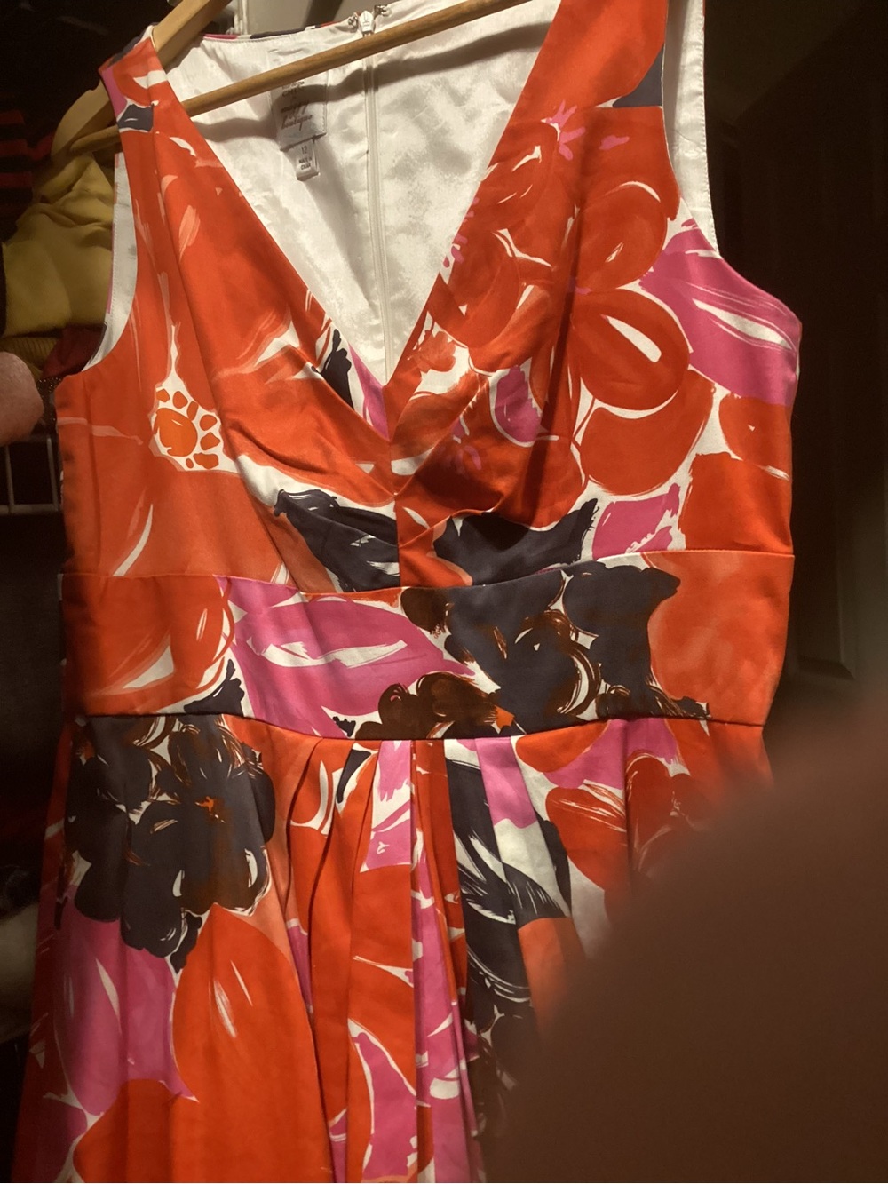 Sleeveless Floral Midi Dress in Orange and Pink